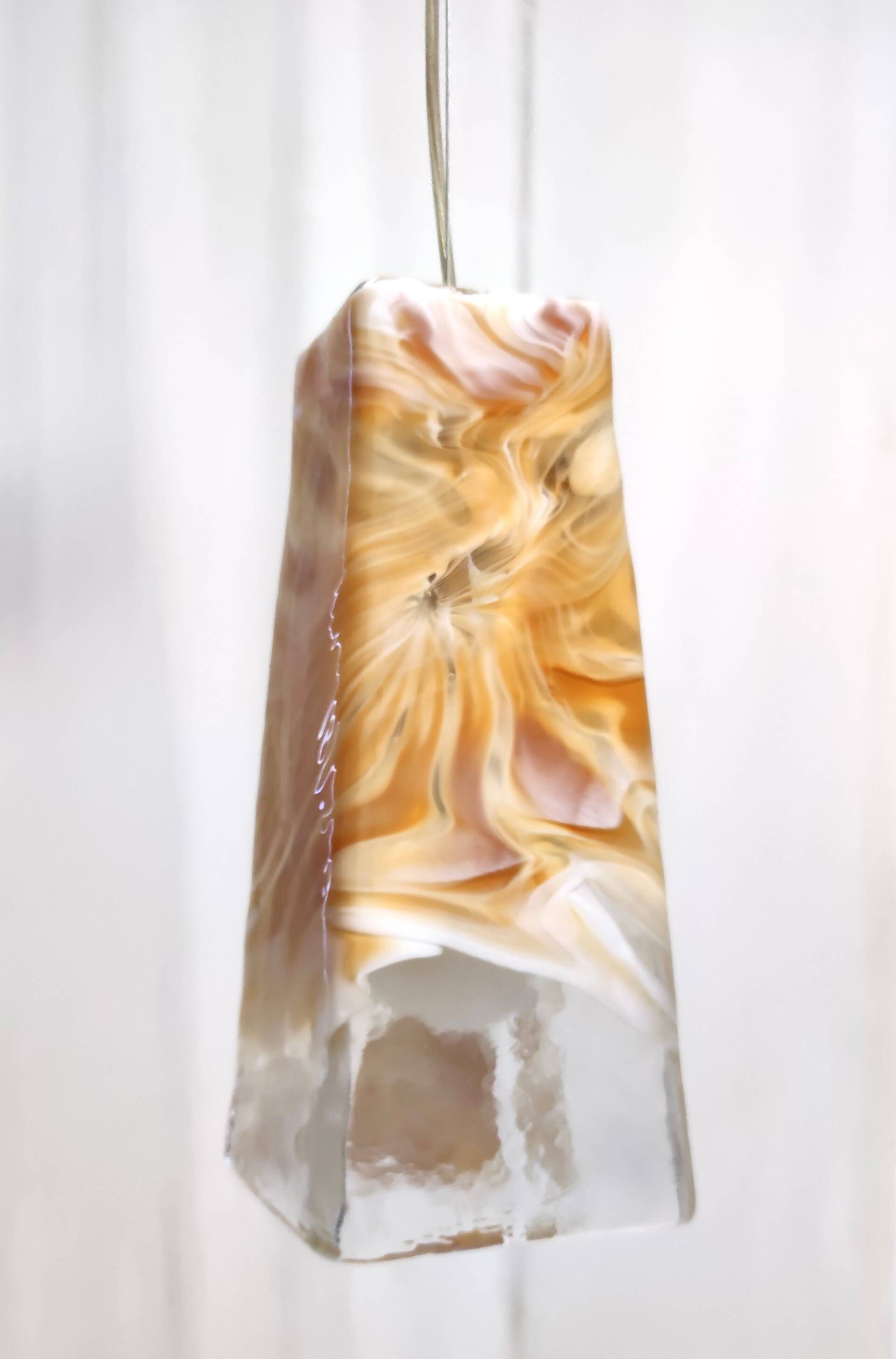 Postmodern Orange Murano Glass and Brass Pendant by La Murrina, Italy, 1980