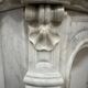Louis XV style fireplace in veined white marble, 20th century.