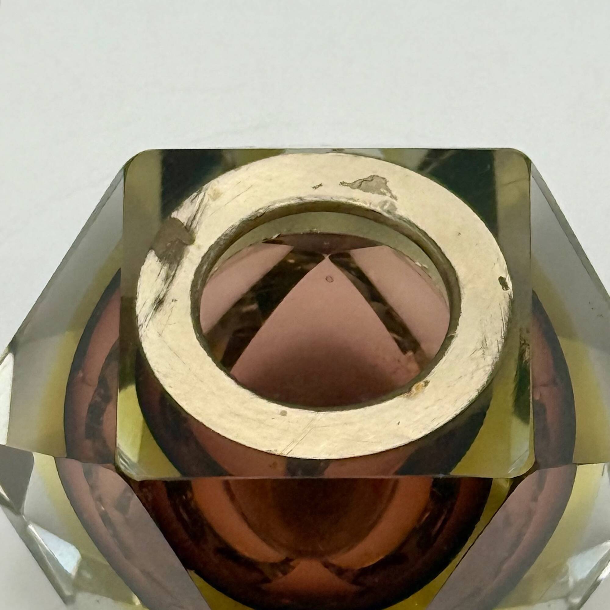 Vase géométrique en verre Sommerso de Murano, Italie, années 1970