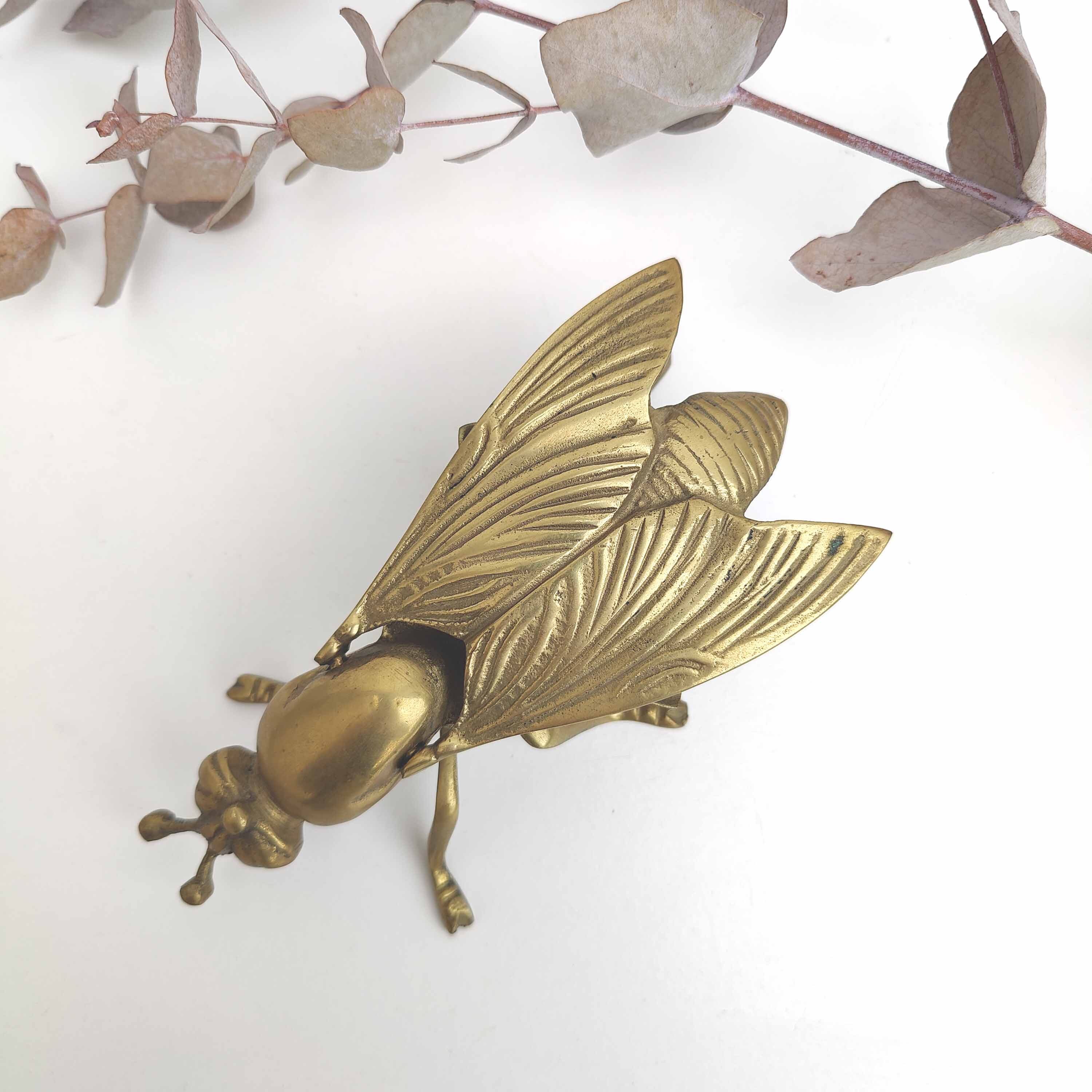 Vintage brass fly ashtray