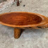 Table basse brutaliste bois massif