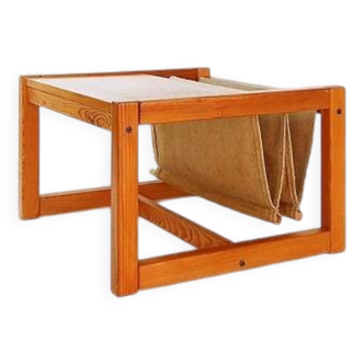 Bohemian Pine Coffee Table with Magazine Holder to Karin Möbring for Ikea 1970s