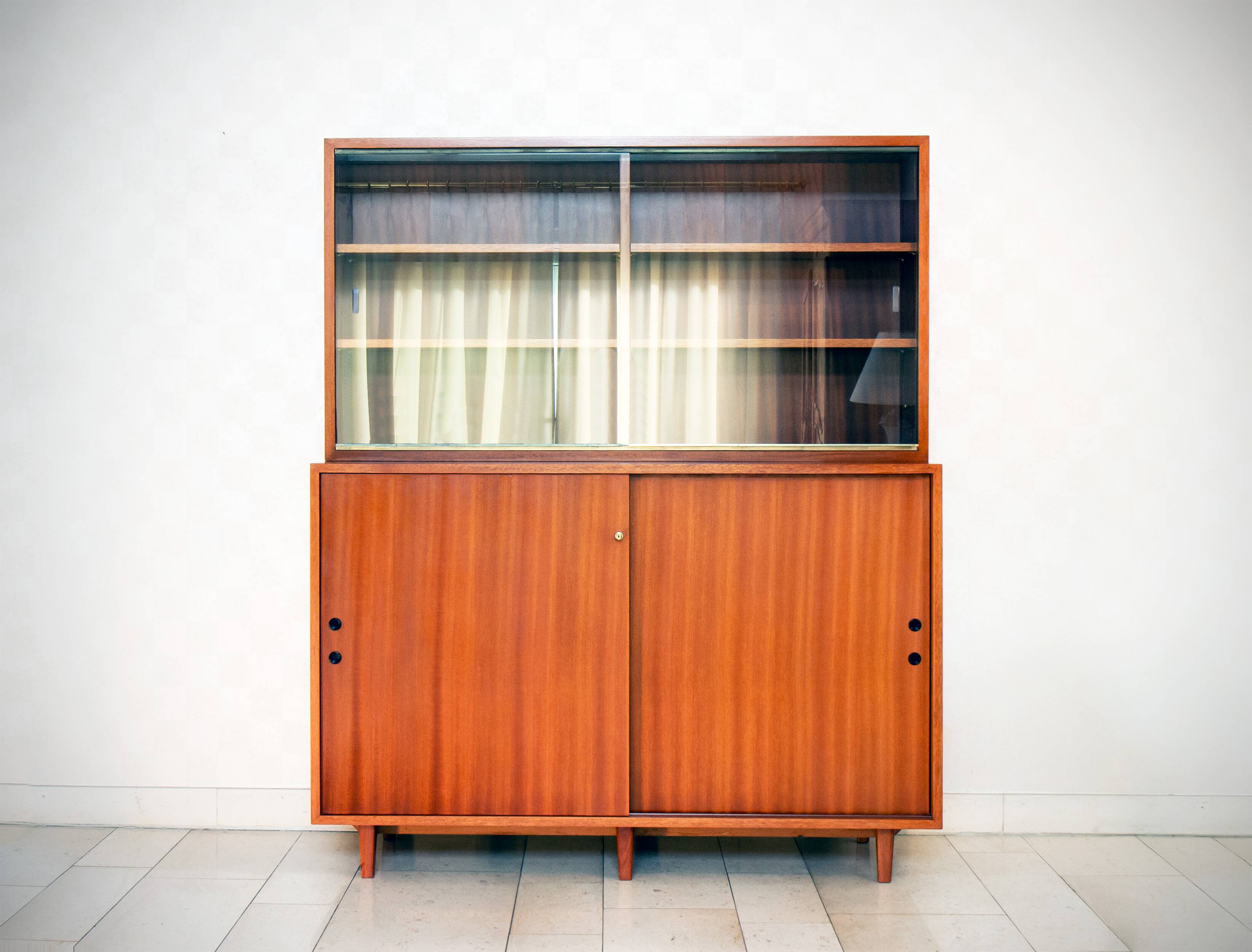 Burwood bookcase, mahogany and display case, 1976