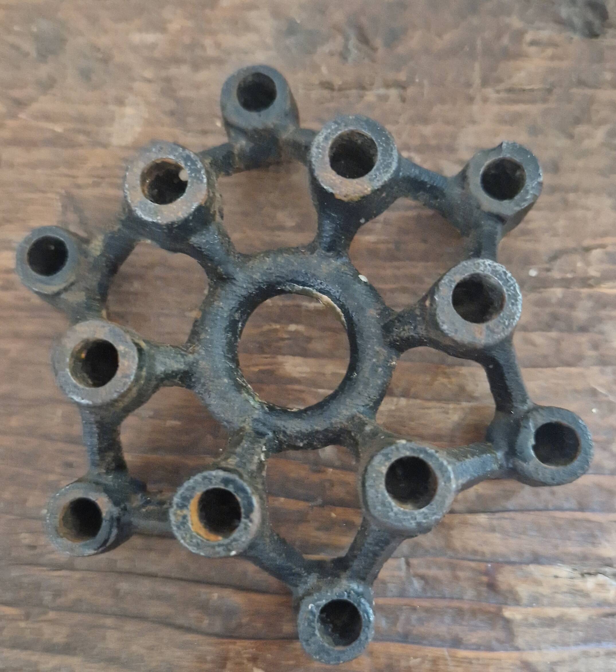 Modernist Japanese cast iron candlestick