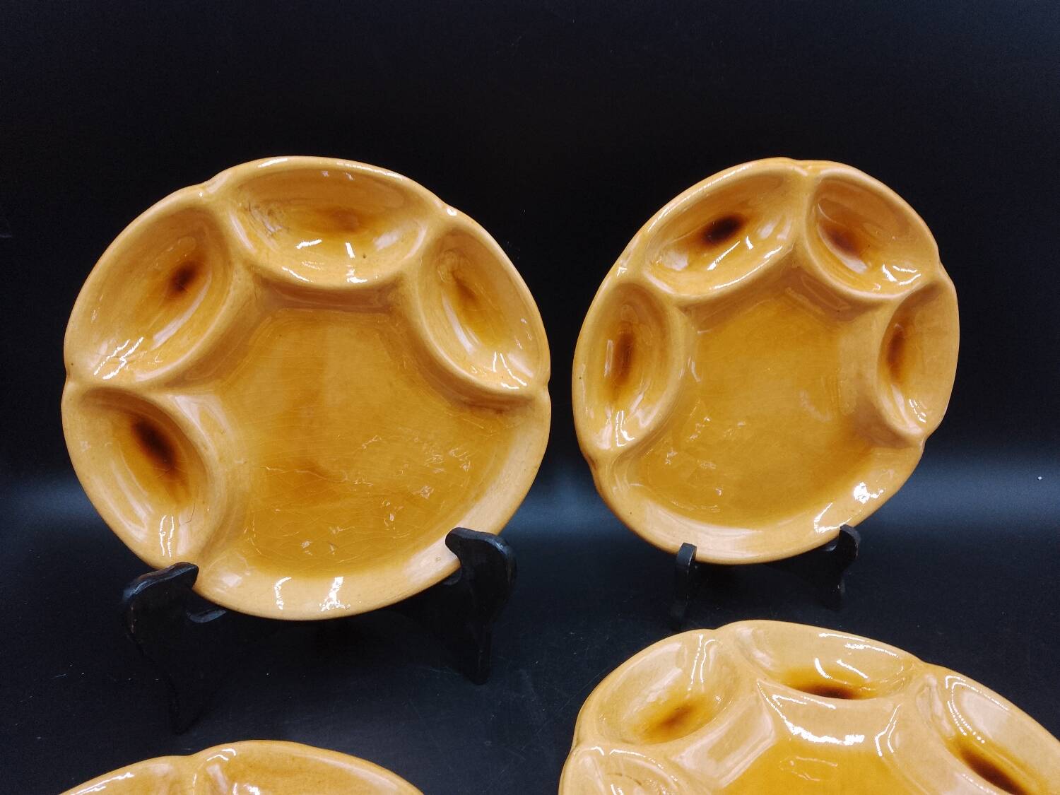 Set of 6 Vallauris AM terracotta plates signed Foucard-Jourdan