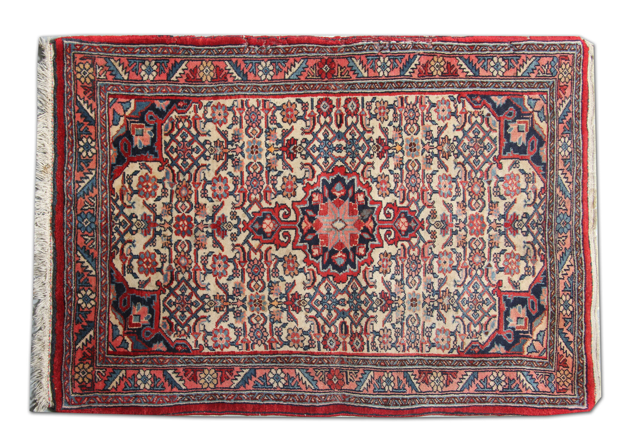 Handmade Persian Rug Antique Sarough Carpet 62x103cm
