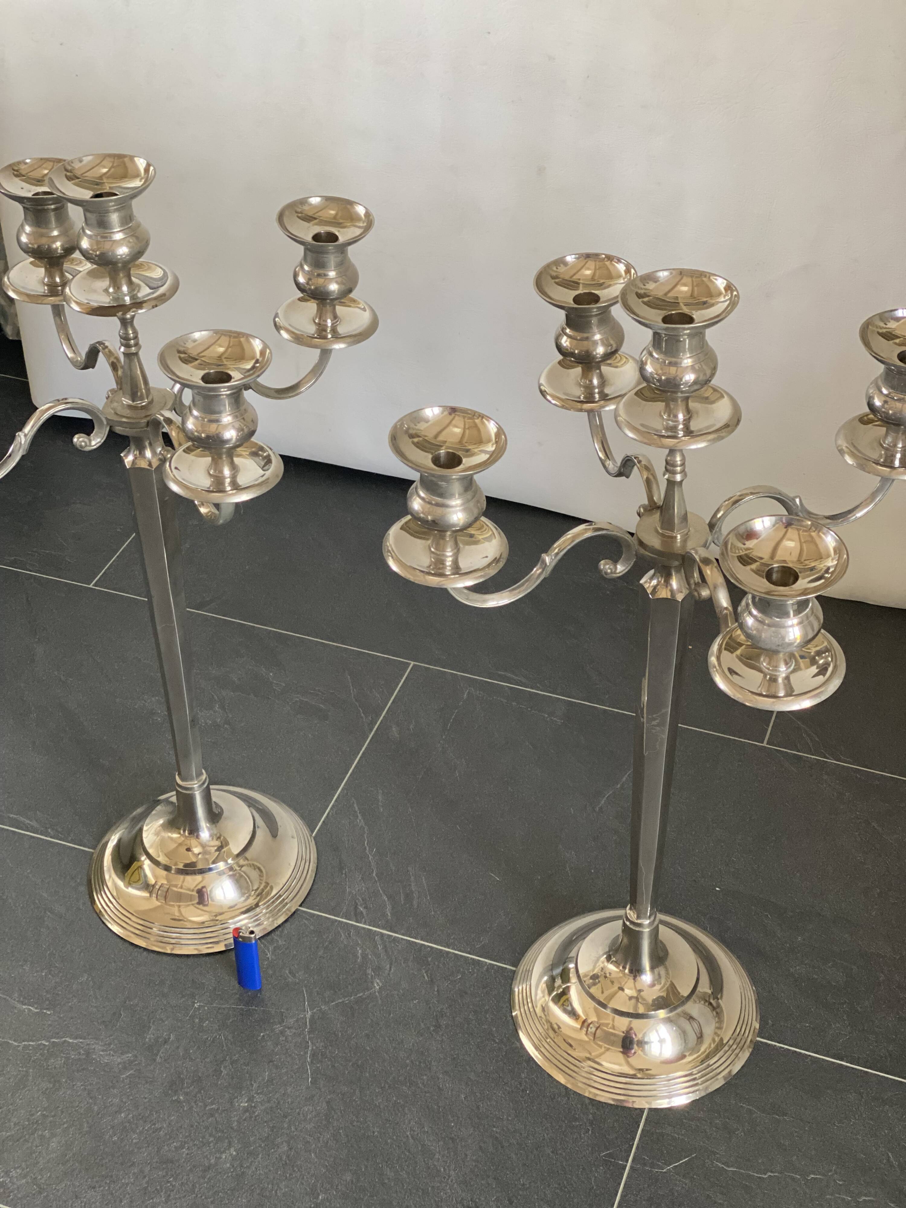 Pair of extra large floor metal candelabras