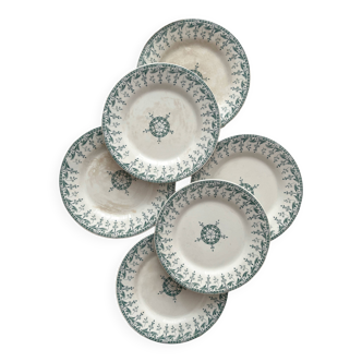 6 iron earth dessert plates "Sagittaires" Gien