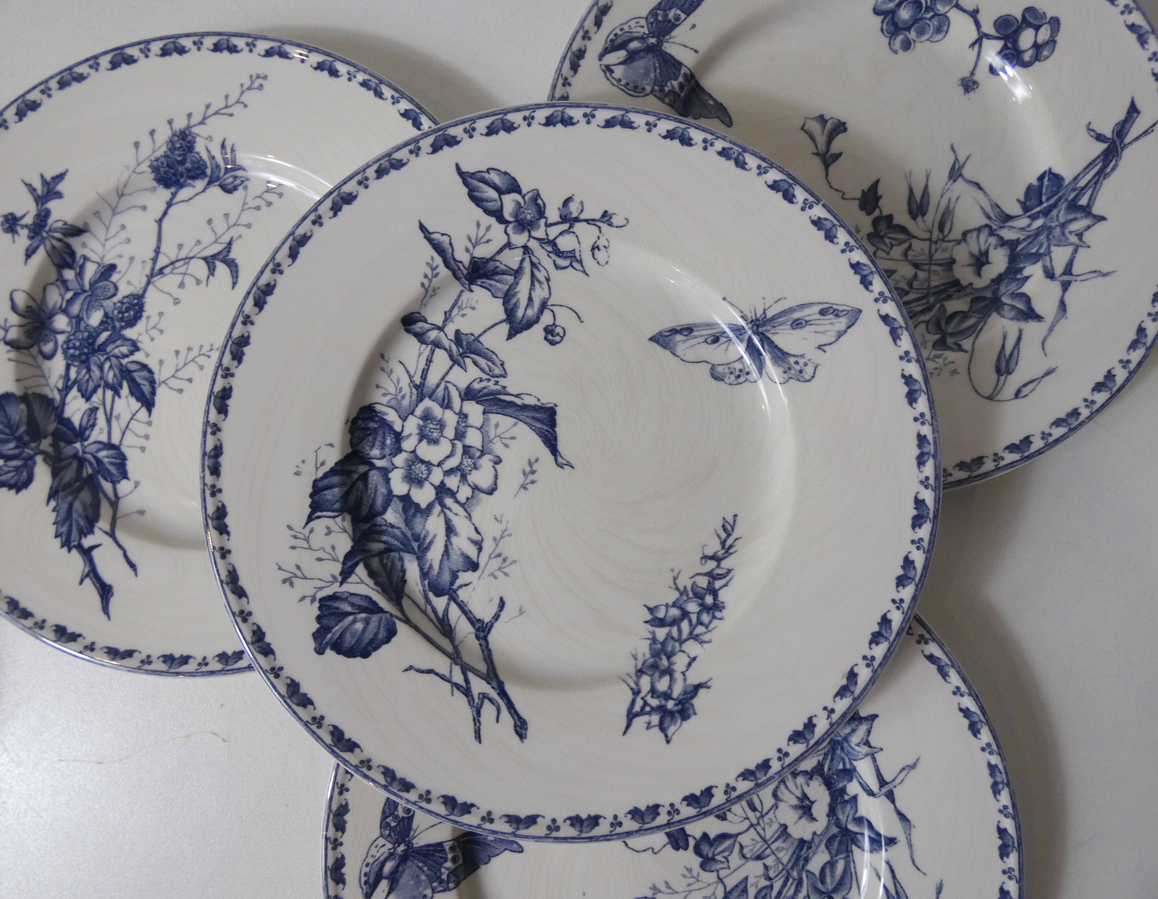 Terre de fer 6 Sarreguemines butterfly dessert plates