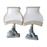 2 enamelled porcelain lamps