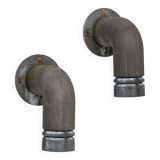 Ole Pless Jørgensen 'Pipeline' Pair of Galvanized Metal Wall Lights