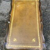 Table basse anglaise chippendale bois massif et cuir