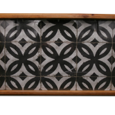 Tray wood décor under glass