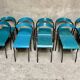 Set of 12 vintage blue bistro chairs