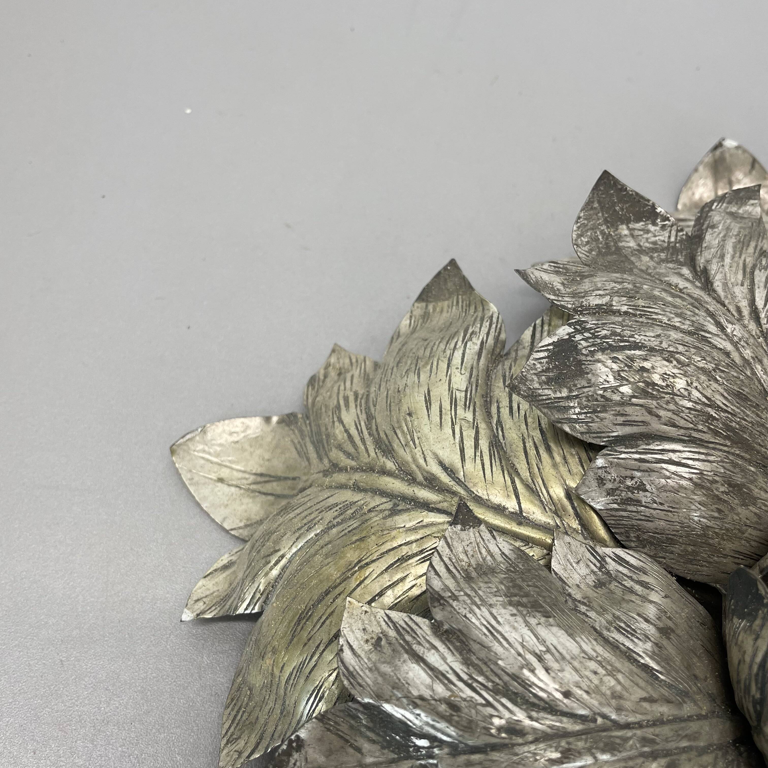 rare 36cm silver tone Metal Florentiner Leaf Theatre Ceiling Light, Italy