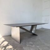 Handcrafted metal coffee table from the 1970s