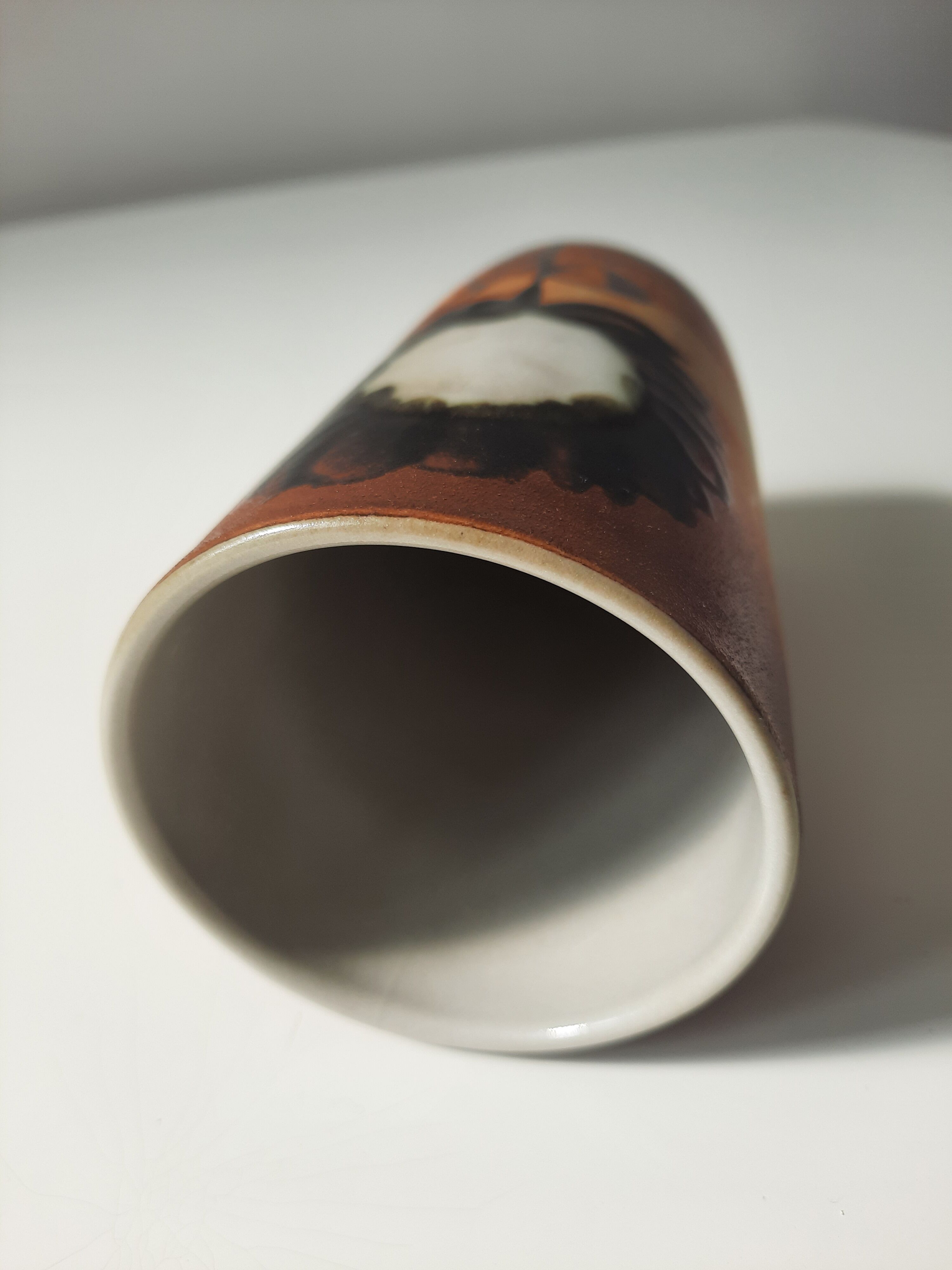 Vintage vase in enamelled stoneware La Colombe. Atelier Madeleine Brault.70s. 1970