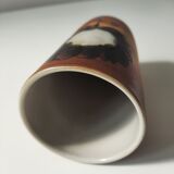 Vintage vase in enamelled stoneware La Colombe. Atelier Madeleine Brault.70s. 1970