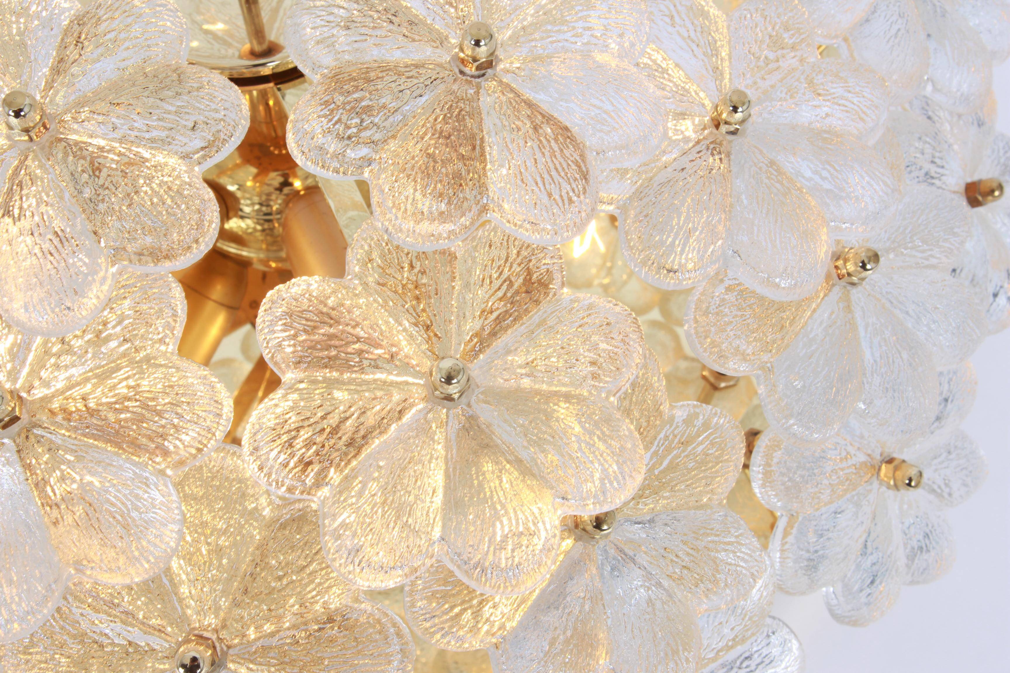 Large flower ceiling light in Murano glass, Ernst Palme, Germany, 1970s