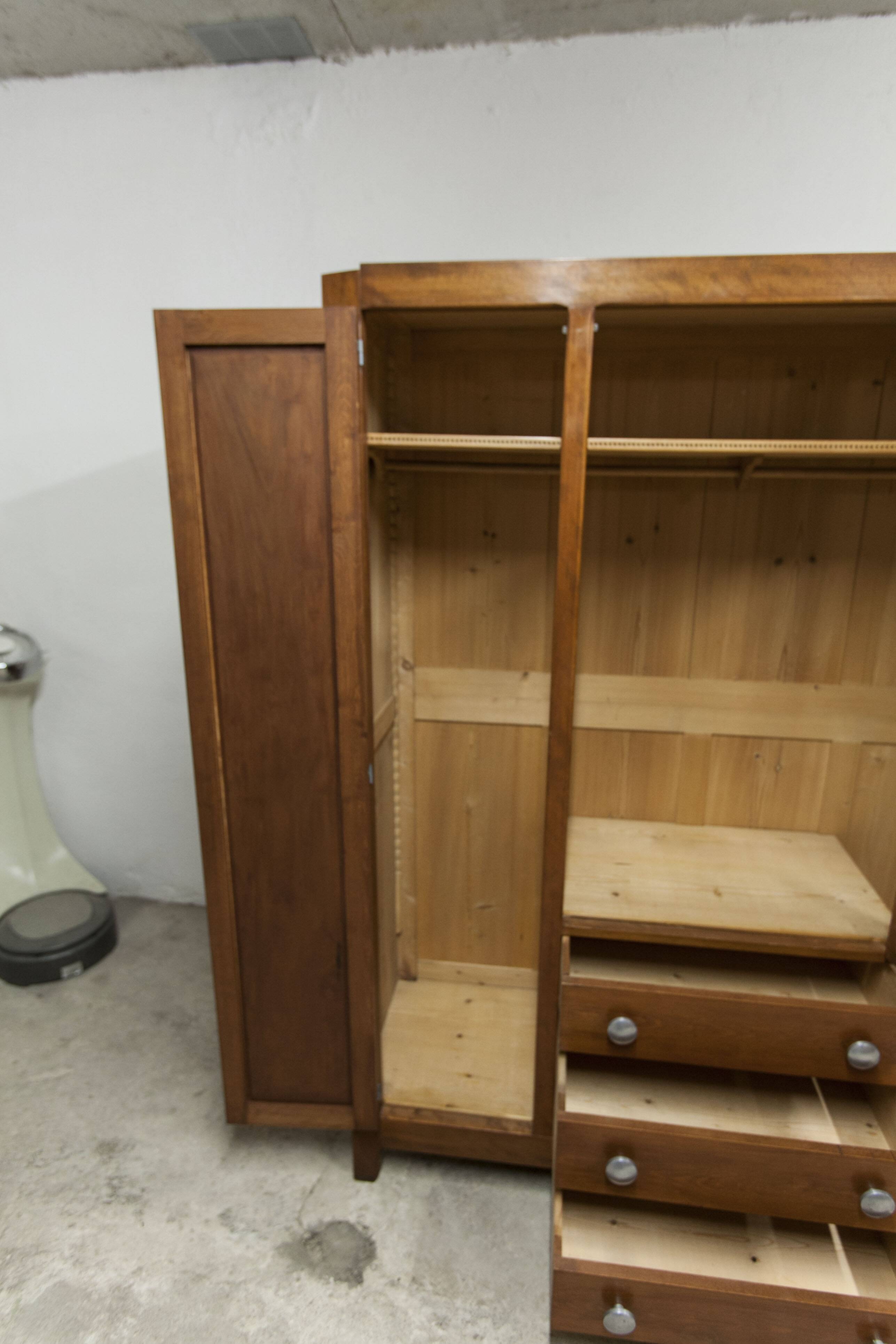 Mid-century armoire with large mirror, wardrobe and chest of drawers