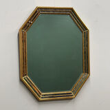 Pair gilt octagonal mirrors by Deknudt, vintage églomisé, Belgian 1970s, gold