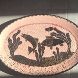Large enamelled earthenware dish signed Tony Jaillet from the 1950s-60s.