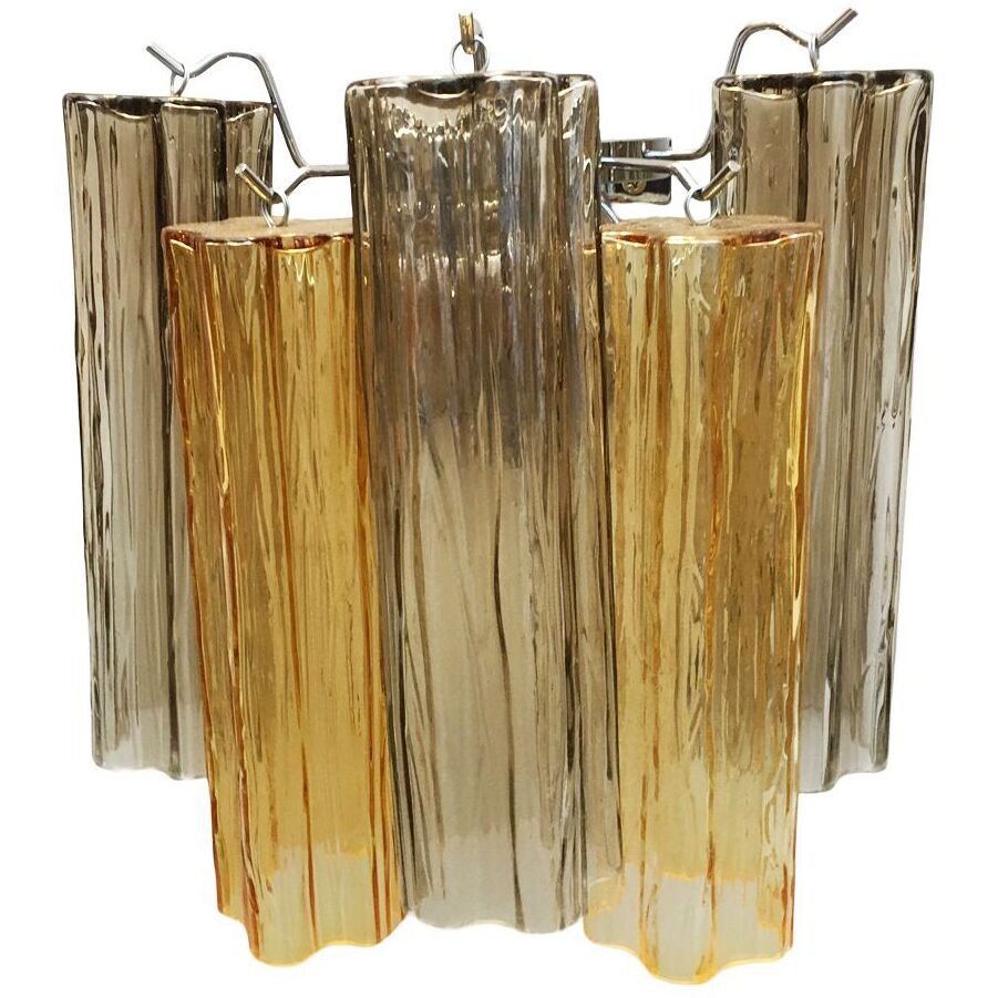Amber and fume’ “tronchi” murano glass wall sconce