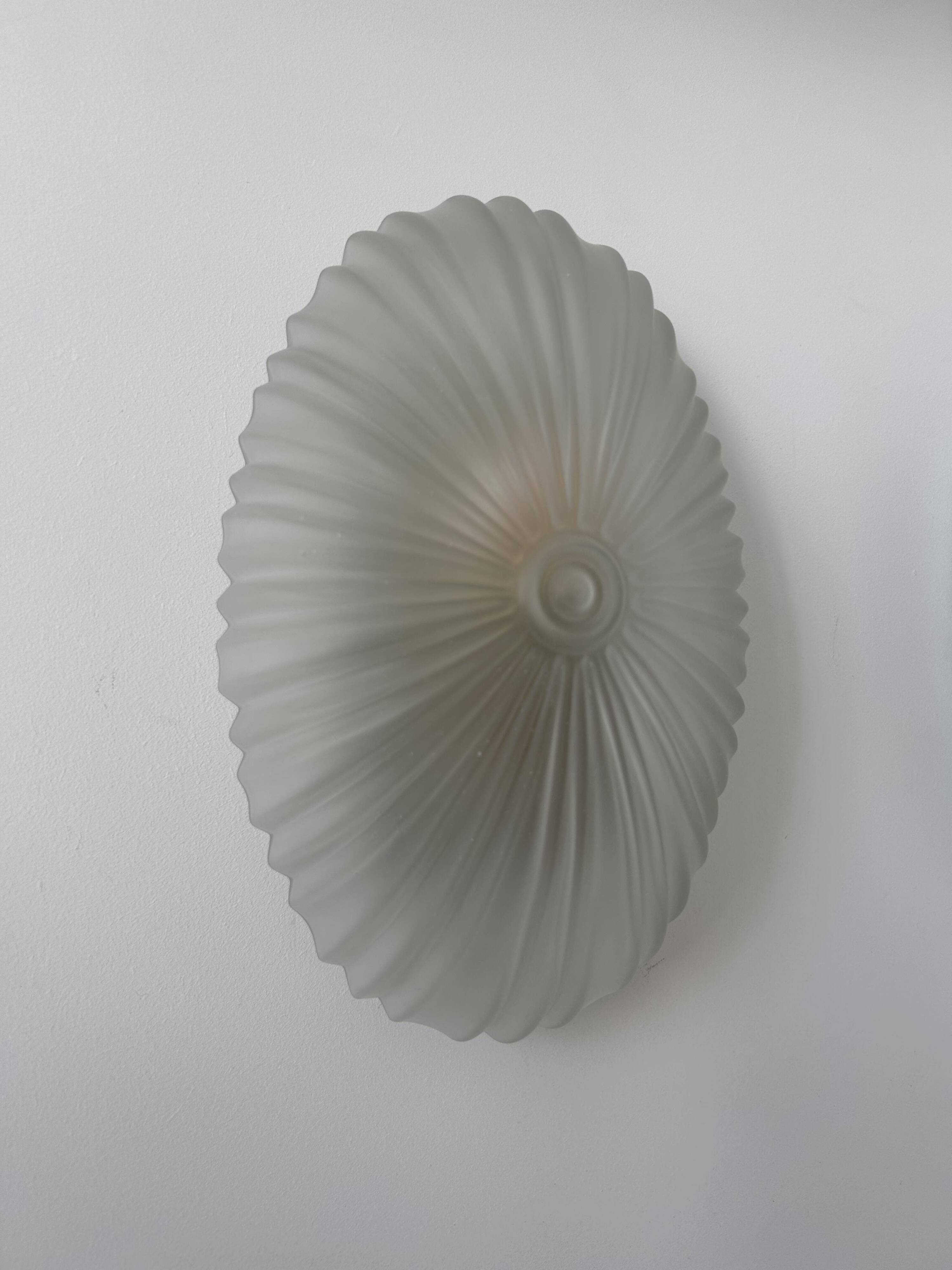 Pair of vintage sandblasted glass wall lights, France 1970s