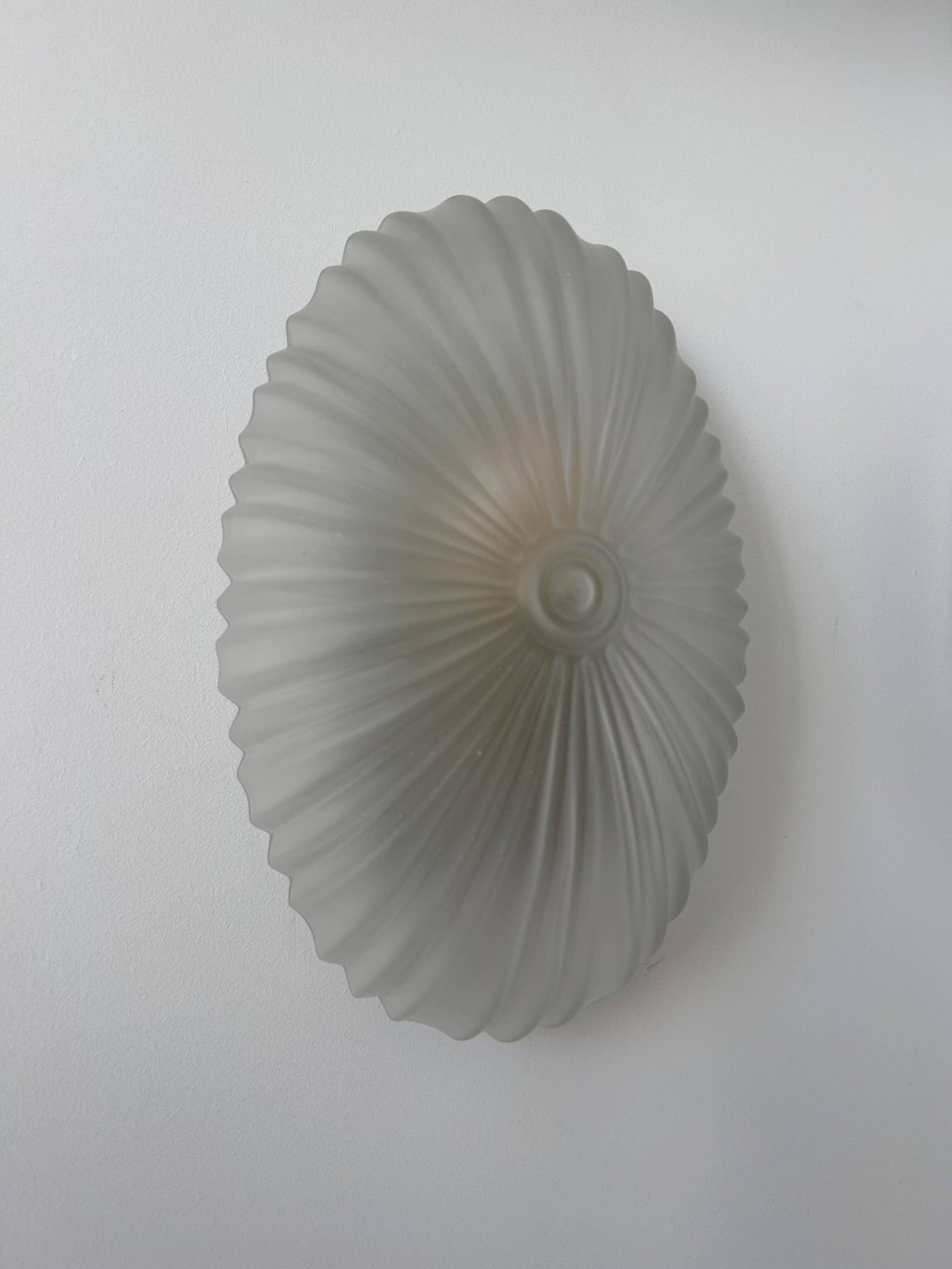 Pair of vintage sandblasted glass wall lights, France 1970s