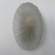 Pair of vintage sandblasted glass wall lights, France 1970s