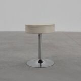 Vintage Mid-century design stool in chrome with white leather seat, 1970s