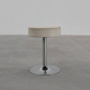 Tabouret vintage design Mid-century en chrome avec assise en cuir blanc, années 1970