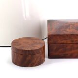 Round elm burl wood box, 1960s
