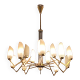 Lustre italien laiton opalin 1960