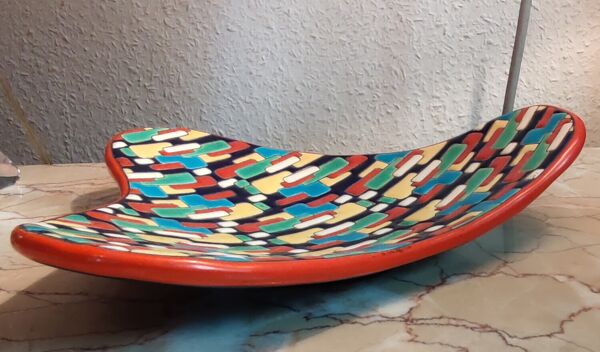 Ancien vide poche Longwy modèle mosaique décor de Maurice-Paul Chevallier