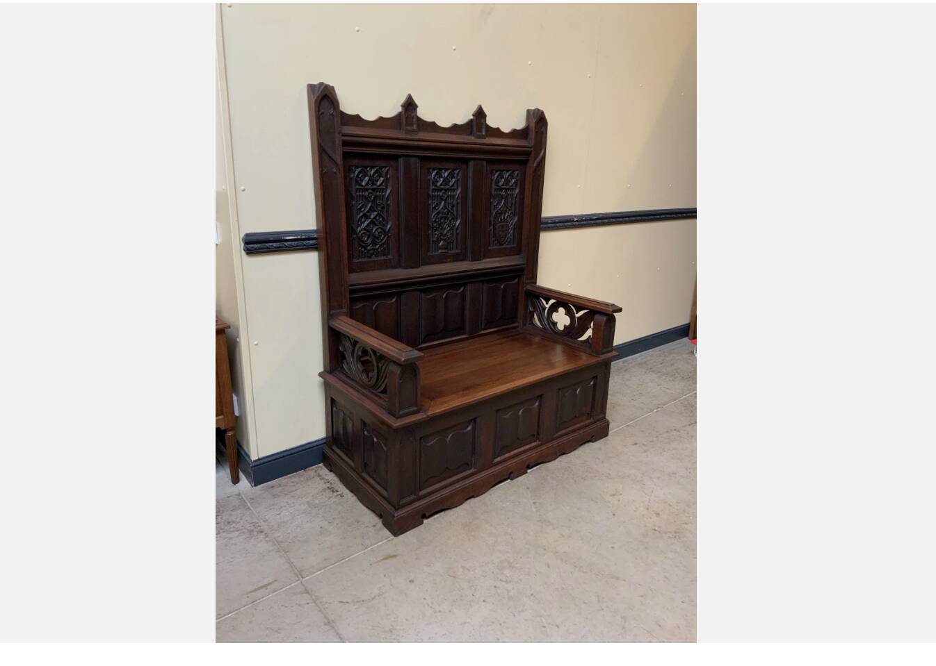 Antique - Impressive Neo-Gothic Chest Bench