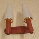 Pair of Scandinavian teak wall lamps with 2 burners 1960