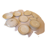 Service de table en porcelaine opaque dorée à la feuille