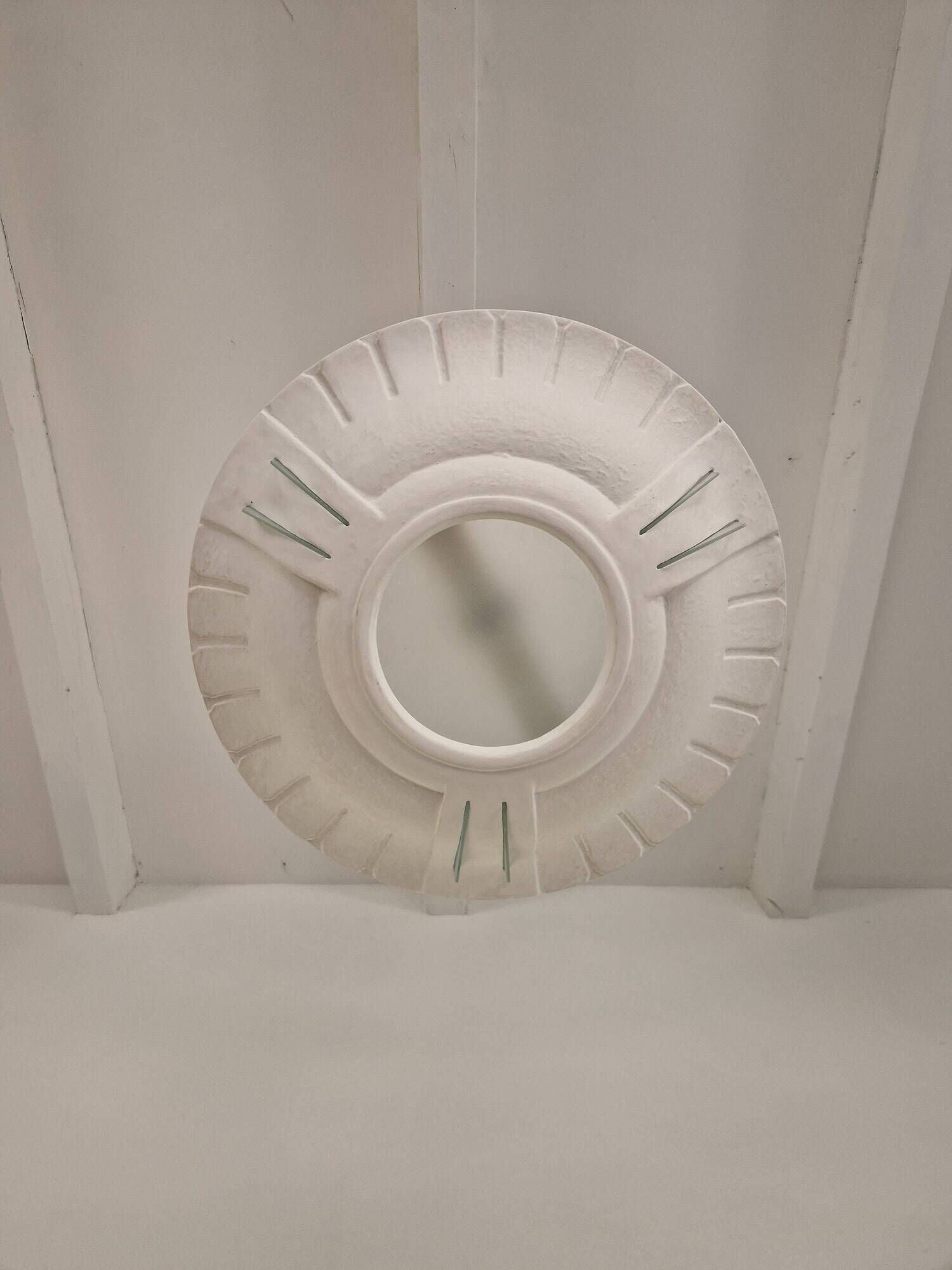 Plaster and frosted glass chandelier by Maison Arlus circa 1950