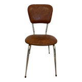 Chaise vintage en skaï marron