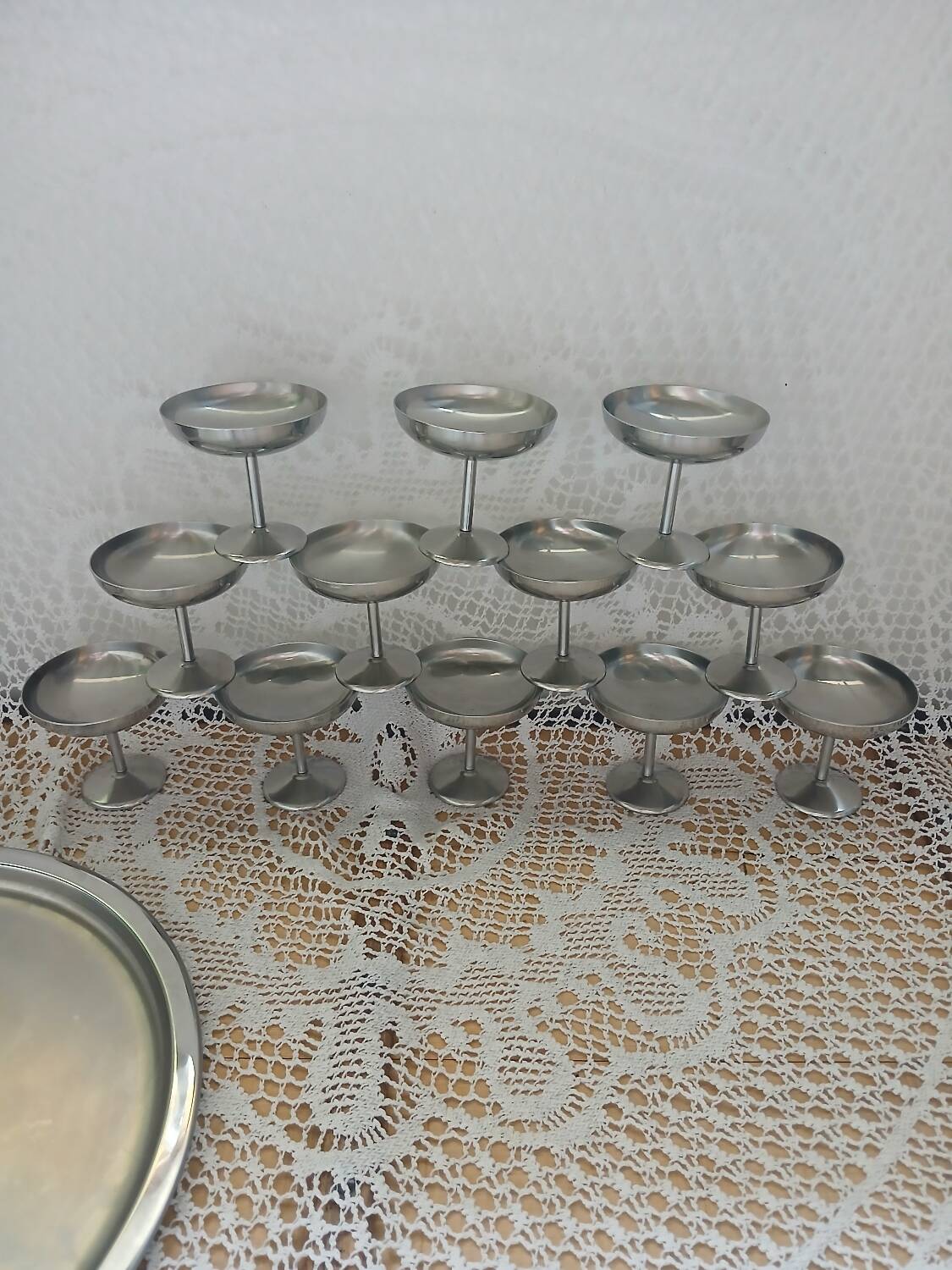 12 ice cream cups + stainless steel tray Guy Degrenne