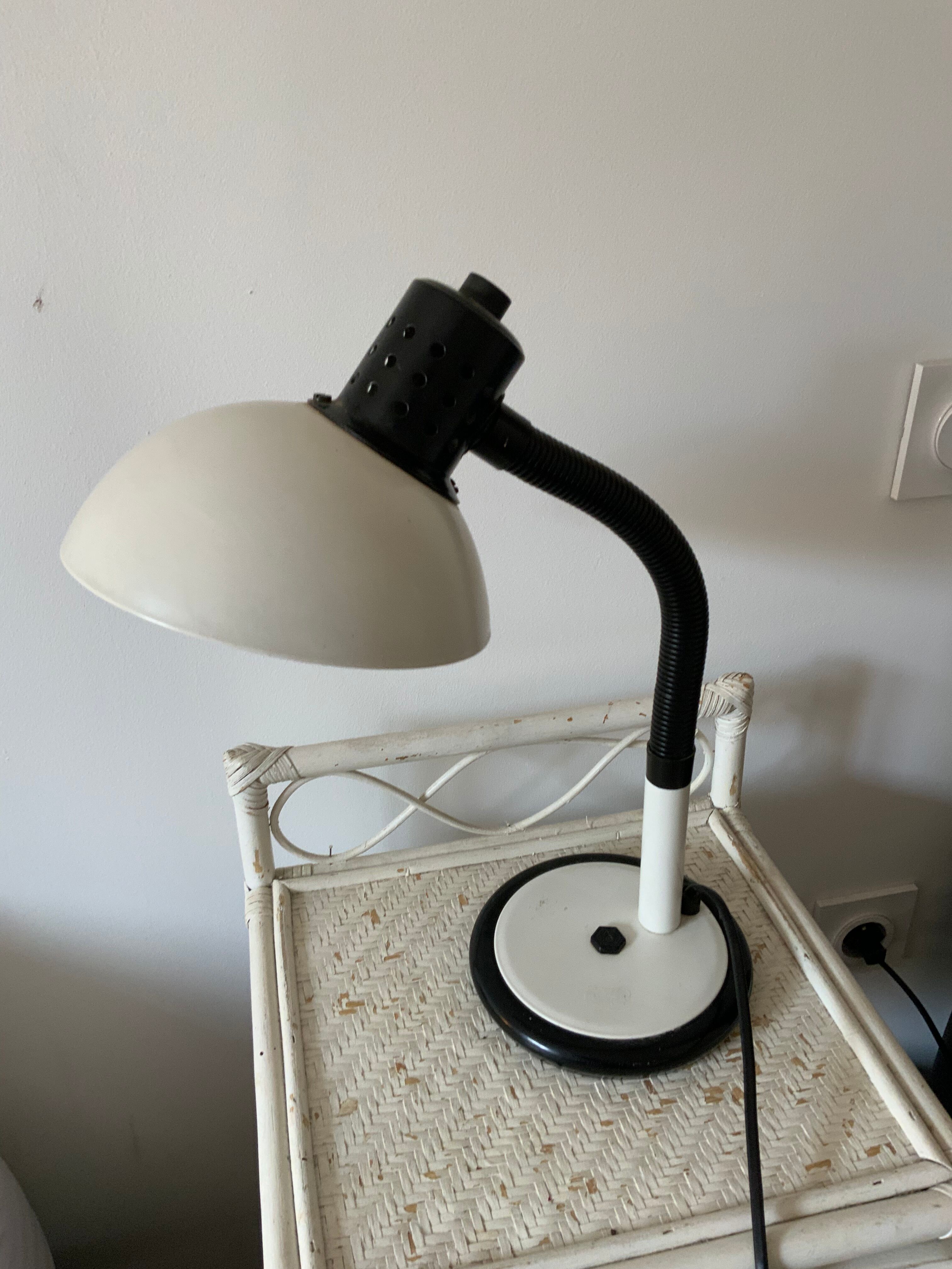 Vintage desk lamp aluminor made in france white and black metal and plastic