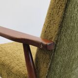 1970 Armchair, Model B-7727 in Long Hair Green Velvet