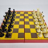 Vintage 80s Latvian Travel Magnetic Chess Set Complete with Pieces and Board