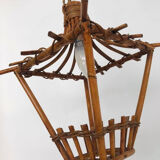 Vintage rattan lamp, old wicker hanging light