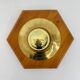 Vintage hexagonal wall lamp with pine wood and brass, 1970s