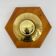Vintage hexagonal wall lamp with pine wood and brass, 1970s