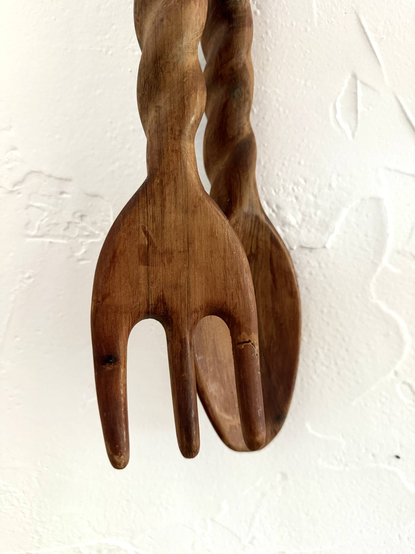 XXL carved wooden spoon and fork set