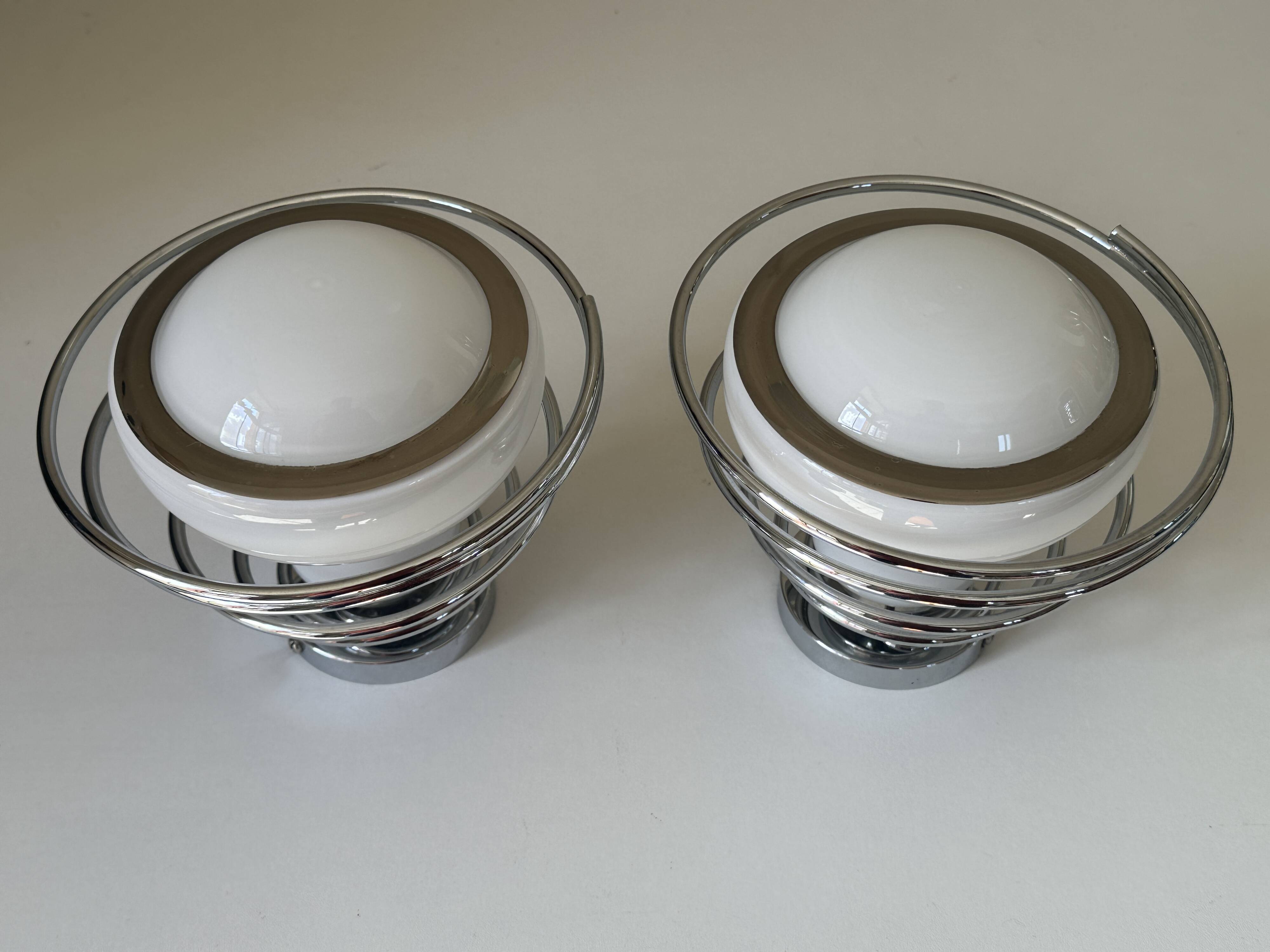 Pair of space age wall lights by Delmas from the 70s