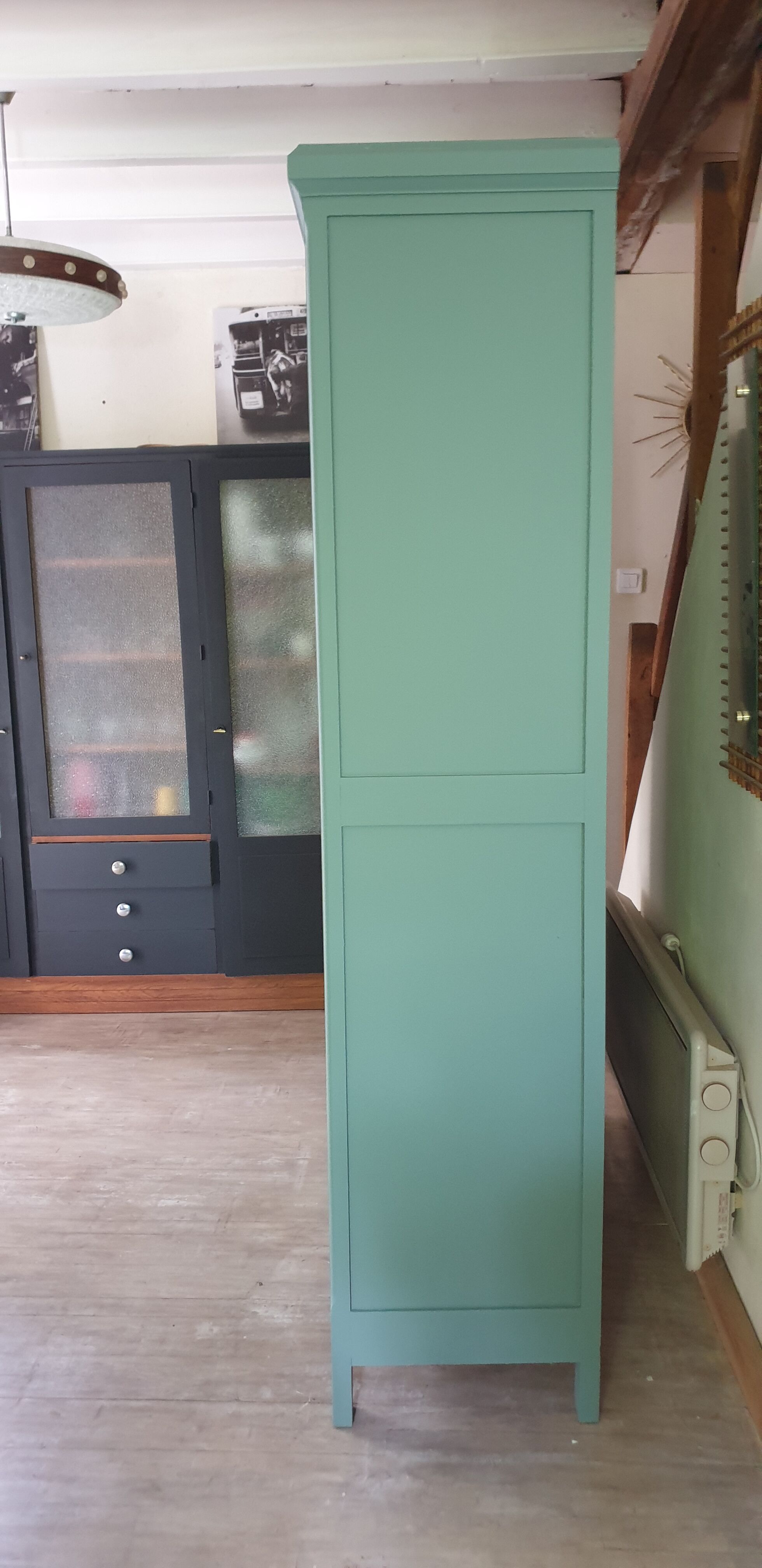 Green Parisian wardrobe of solid wood grey